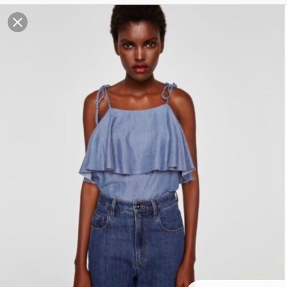 SOft denim layered bodysuit never worn